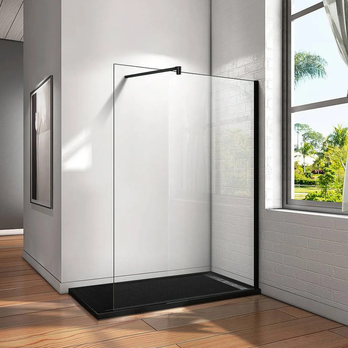 Aica Inloopdouche 150X200Cm Anti Kalk - Mat Zwart P15-132B