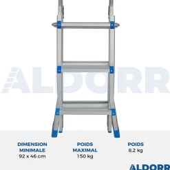 Aldorr Home - Multiladder Uitschuifbare Vouwladder 4X3 - 2,80M