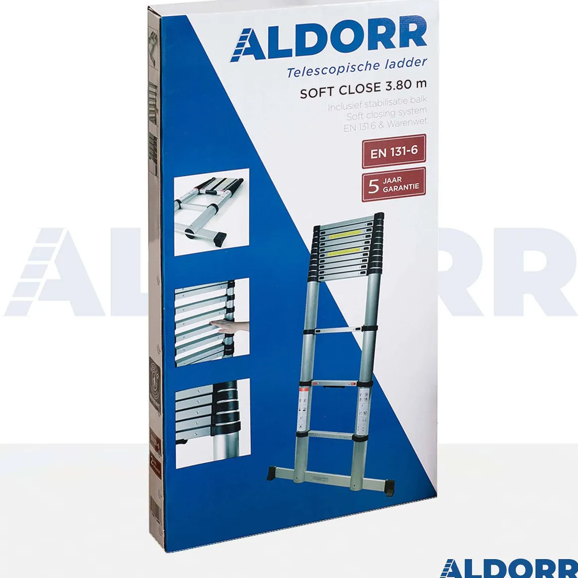 Aldorr Home - Telescoopladder 3,80M - Met Stabilisatievoet En Soft Closing
