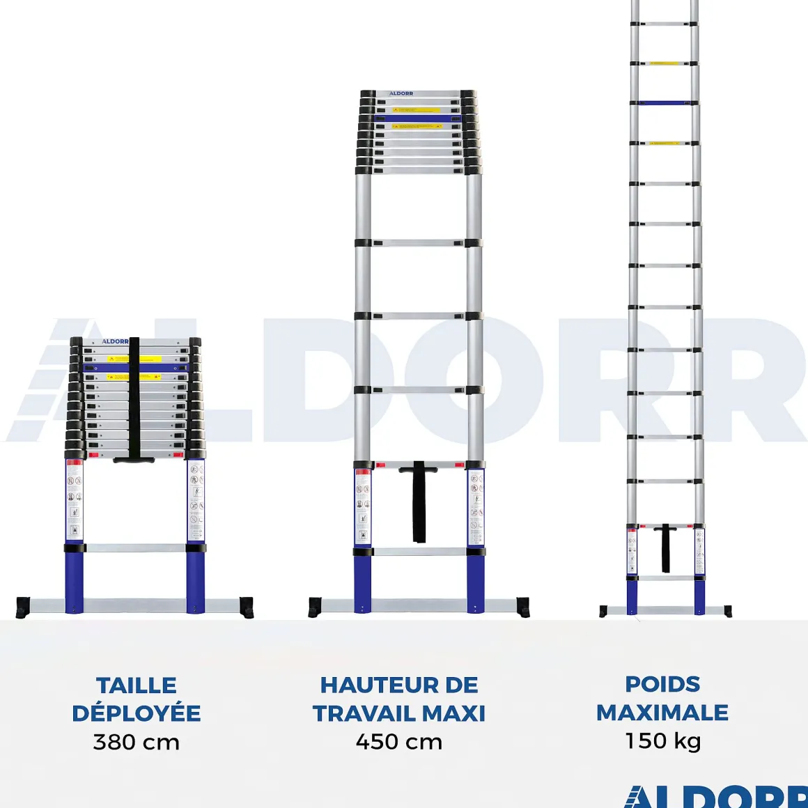 Aldorr Home - Telescoopladder 3,80M - Met Stabilisatievoet En Soft Closing