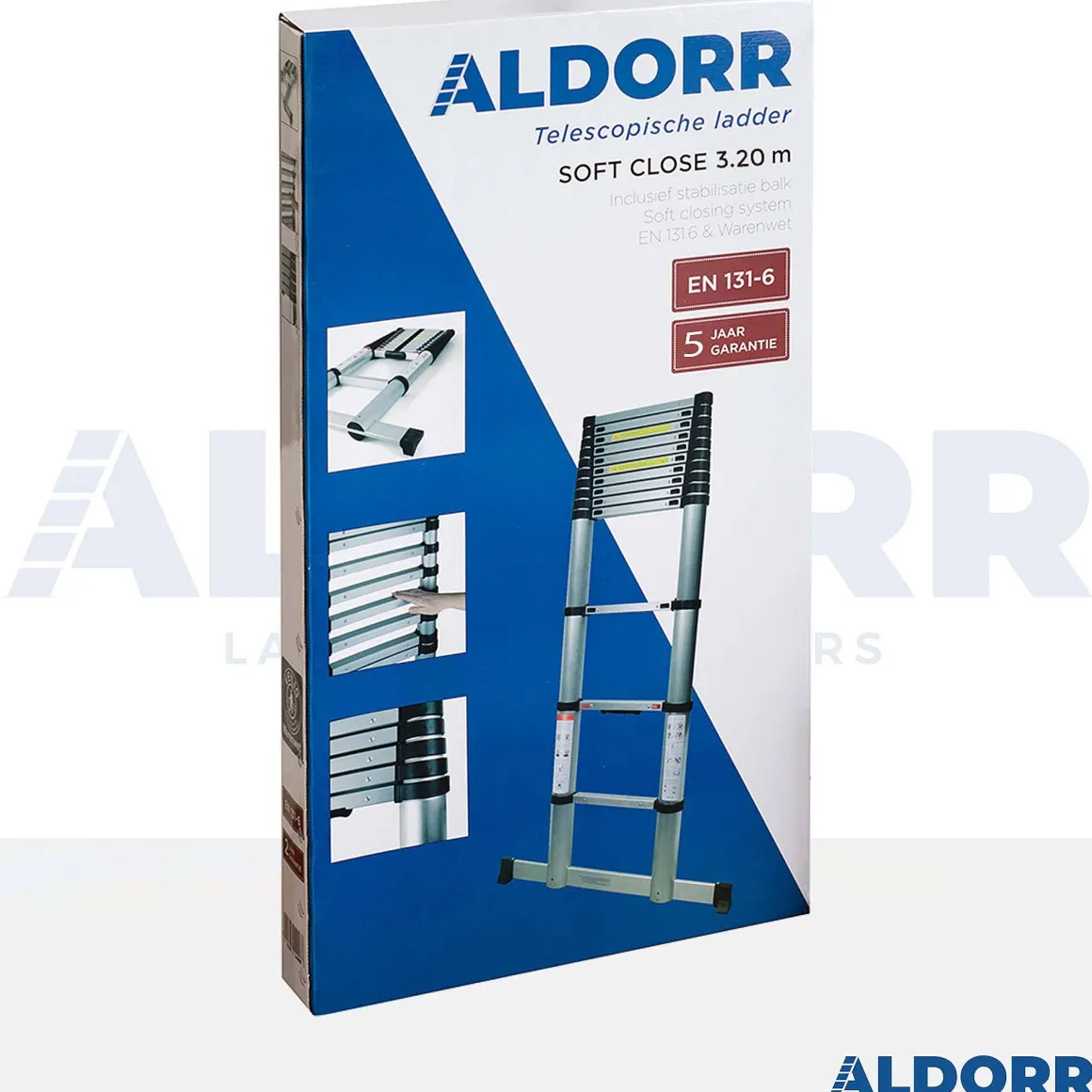 Aldorr Home - Telescoopladder 3,20M - Met Stabilisatievoet En Soft Closing