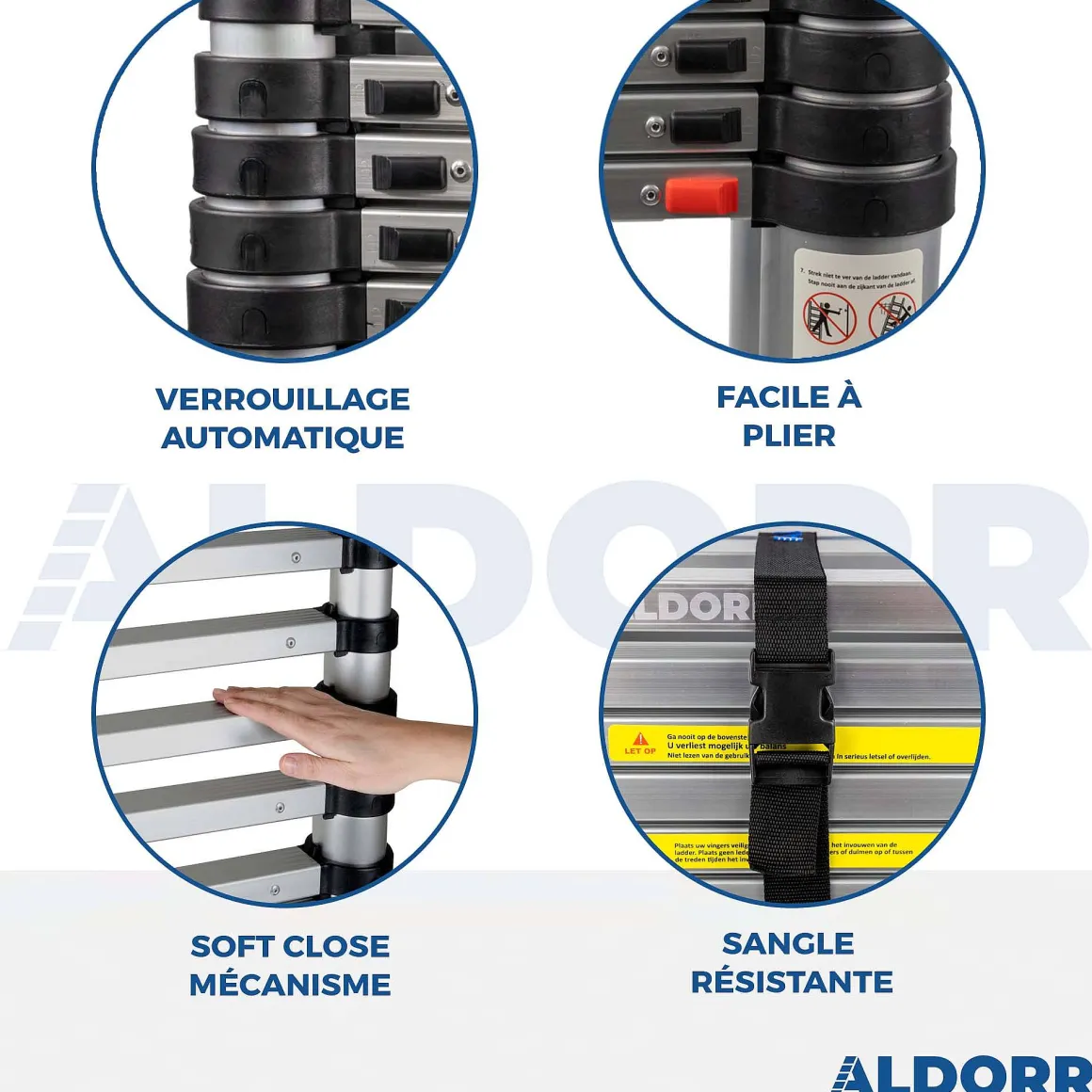 Aldorr Home - Telescoopladder 3,20M - Met Stabilisatievoet En Soft Closing