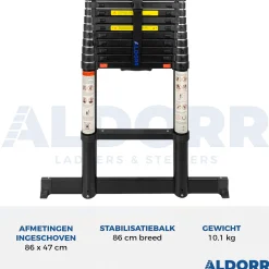 Aldorr Professional - Telescoopladder 3,20M - Met Optigrip™ En Extra Brede Treden