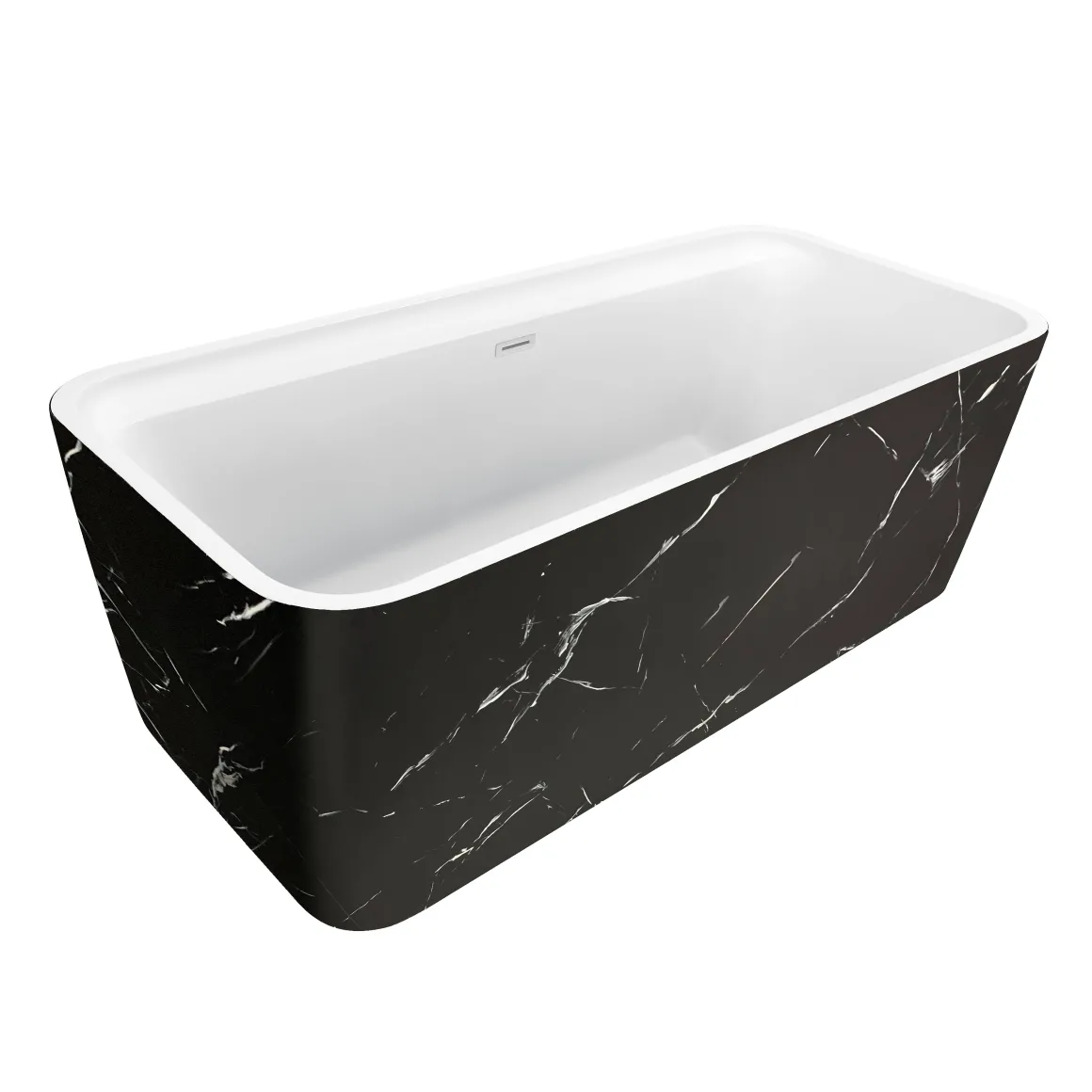 Allibert Bad Kolora 170X78Cm Zwart Mat Marmer Patroon