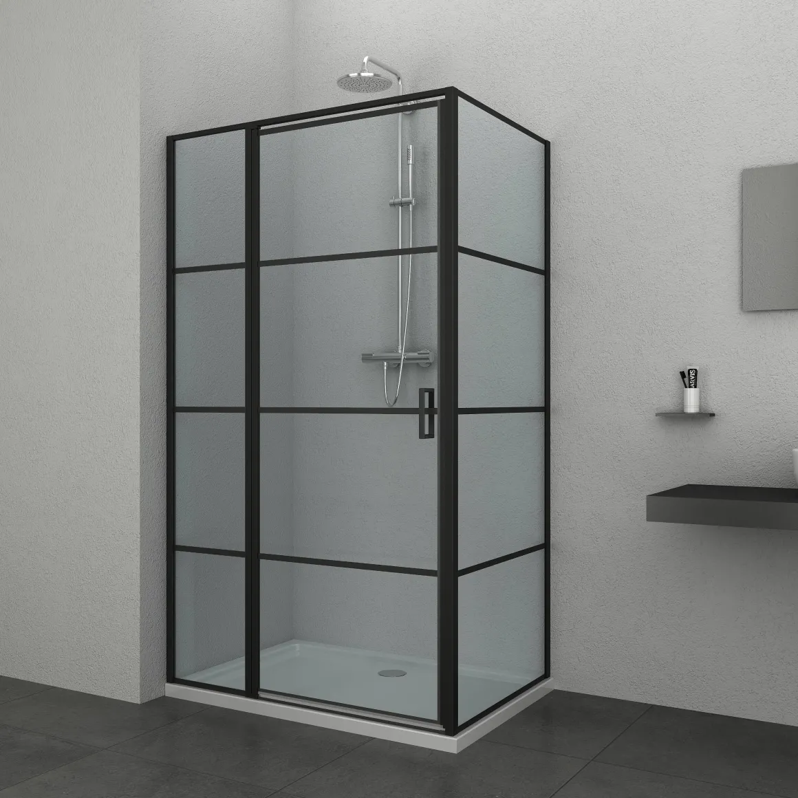 Allibert Inloopdouche Loft-Game Walk In Gesloten 90X120X200Cm Zwart