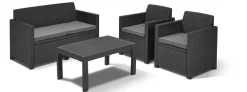 Allibert Merano Balkon Loungeset Grafiet Wicker 3-Delig
