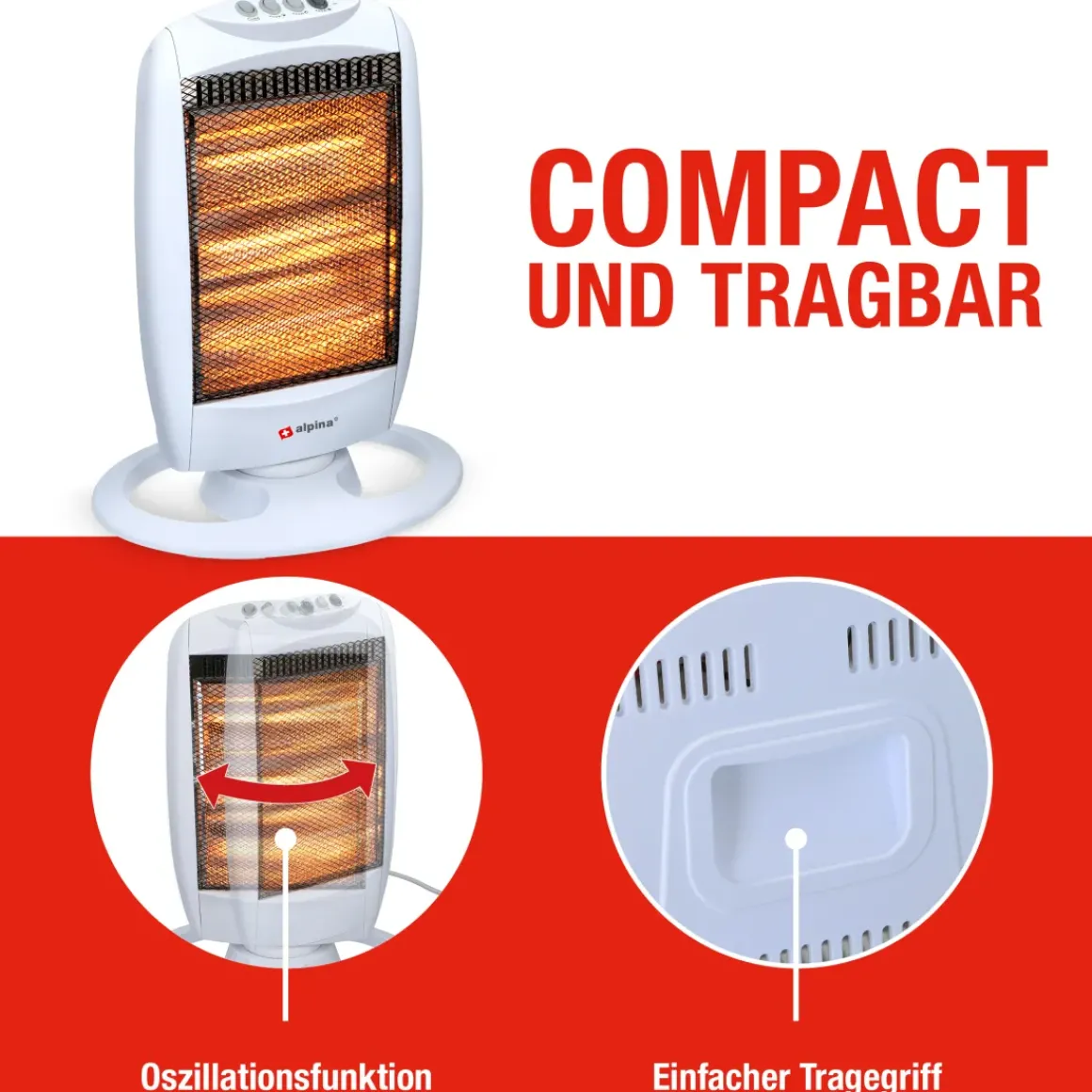 Alpina Kachel Halogeen Draaibaar 1200 Watt