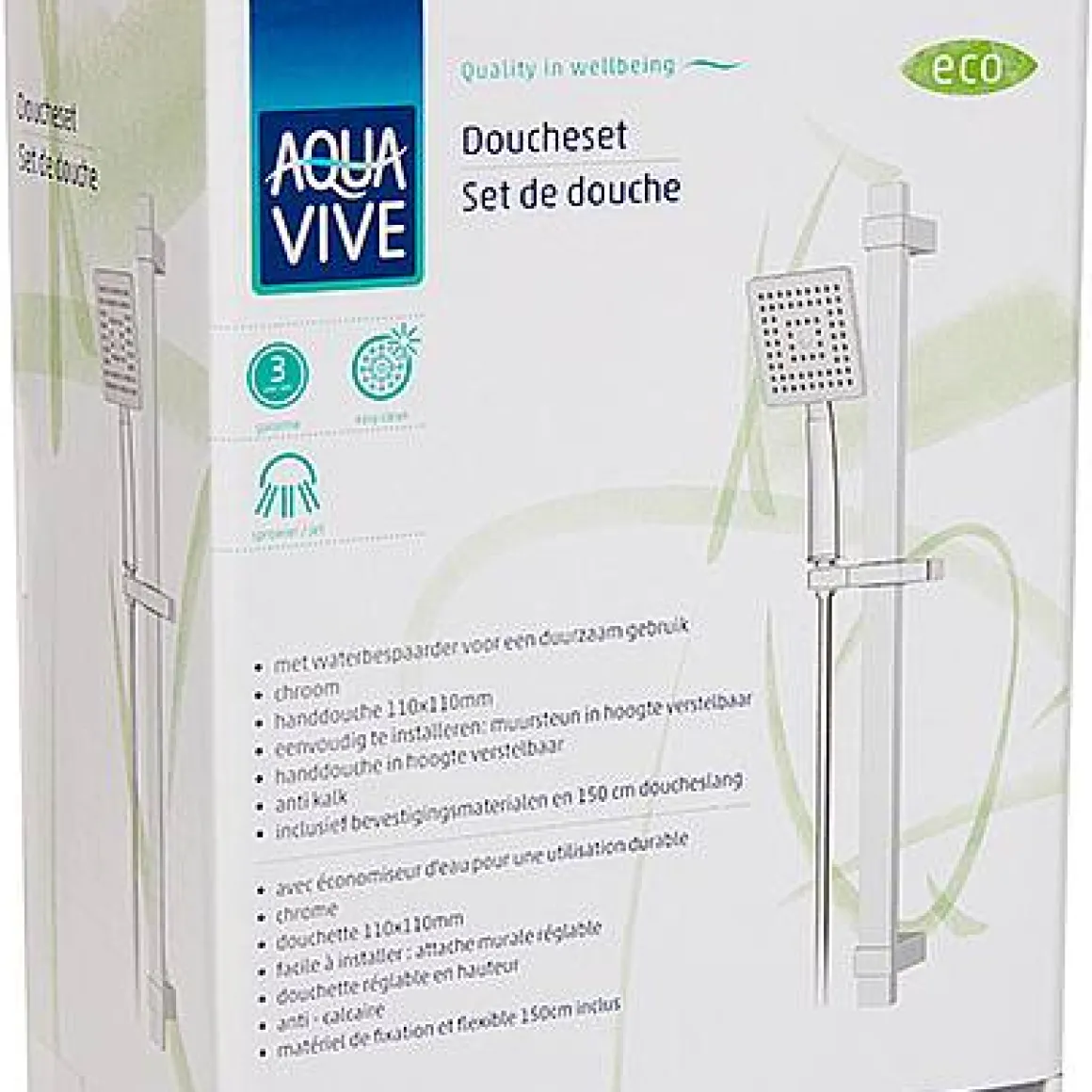 Aquavive Eco Hoofddouche Sacco 22Cm Chroom