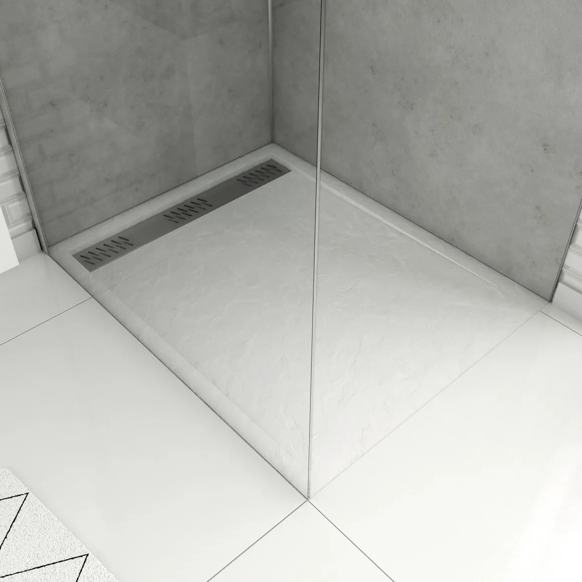 Aurlane Douchebak Pedra 100X80Cm Wit Steeneffect