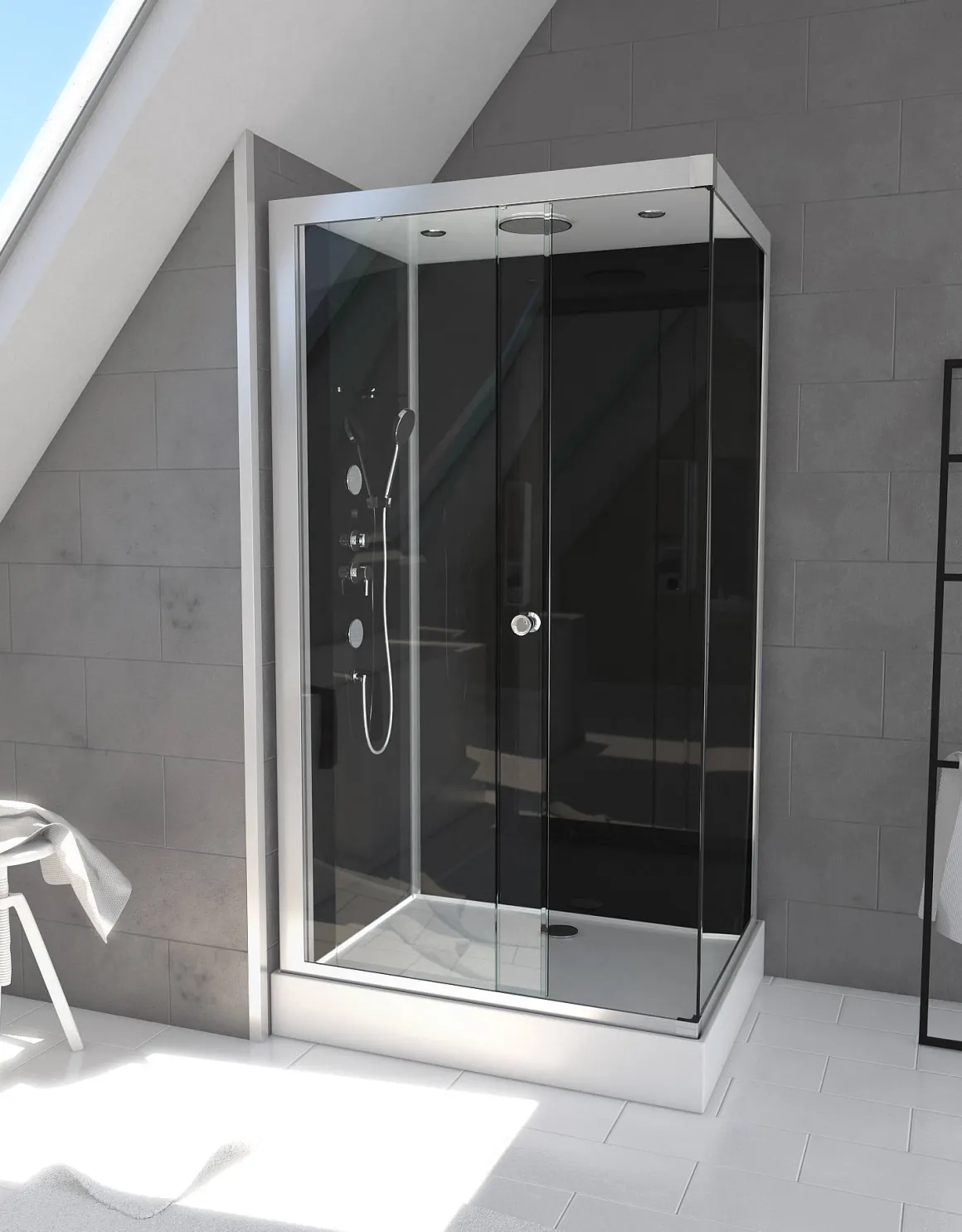 Aurlane Douchecabine Black 2 Rechthoek 110X80Cm