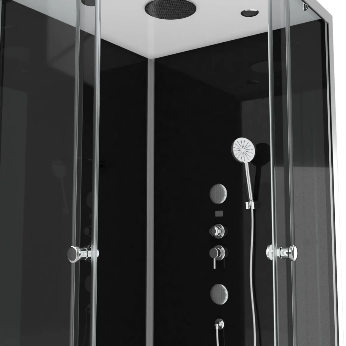 Aurlane Douchecabine Black 2 Rond 90X90Cm