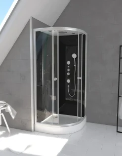 Aurlane Douchecabine Black 2 Rond 90X90Cm