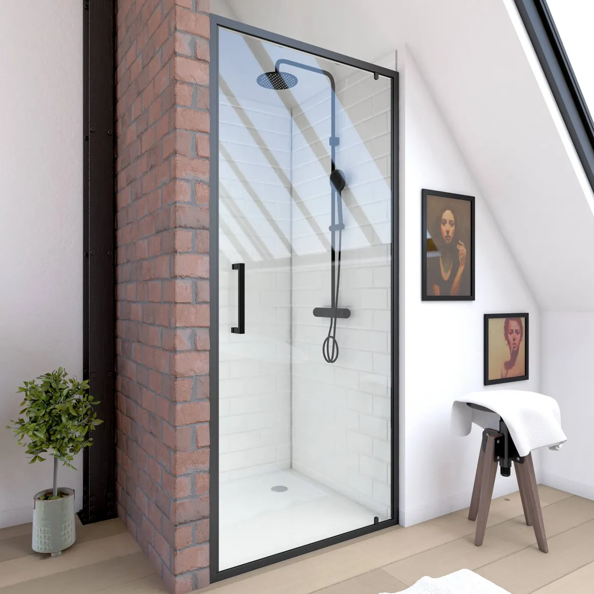 Aurlane Douchedeur Factory Draaibaar 90X200Cm Zwart