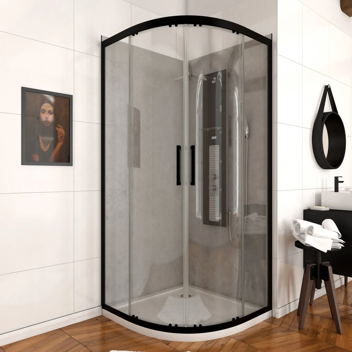Aurlane Douchedeur Factory Rond 90X90X200Cm Zwart