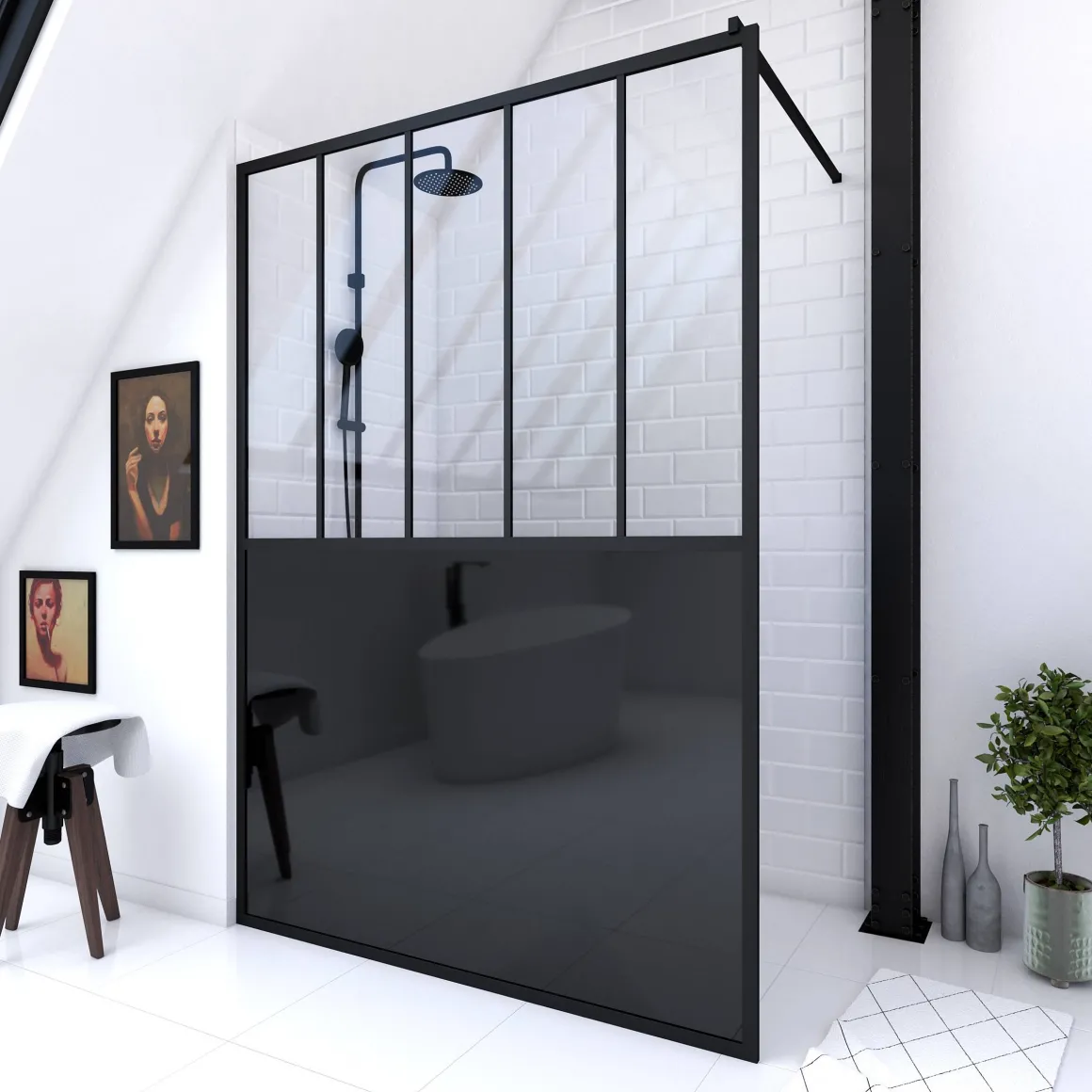 Aurlane Douchewand Black Indus 140X200Cm 5Mm Zwart