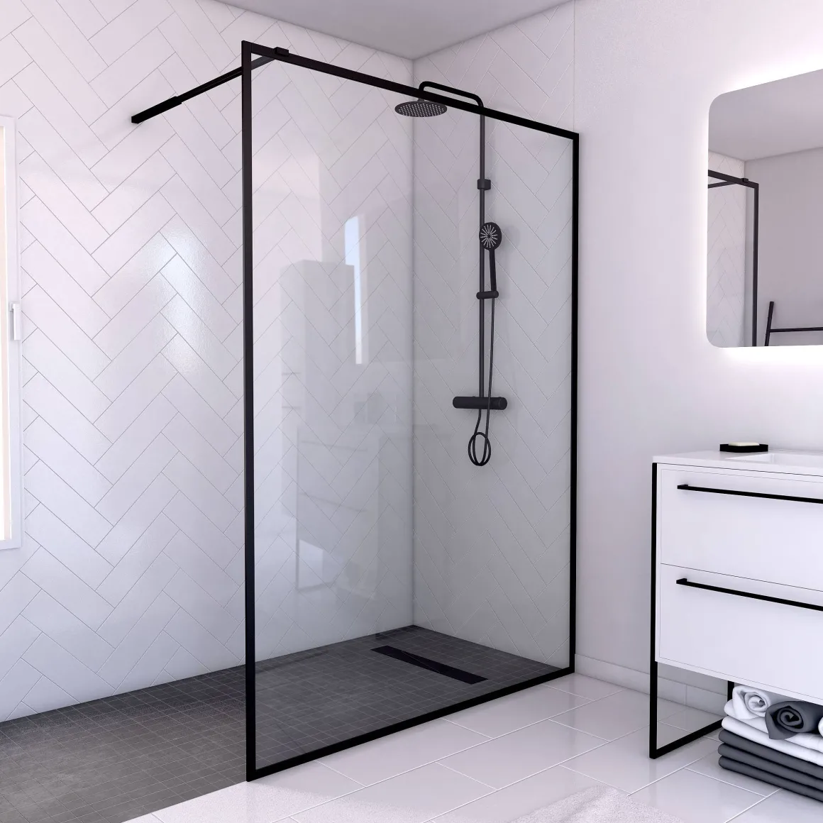 Aurlane Douchewand Dark Edge 140X200Cm 6Mm Zwart