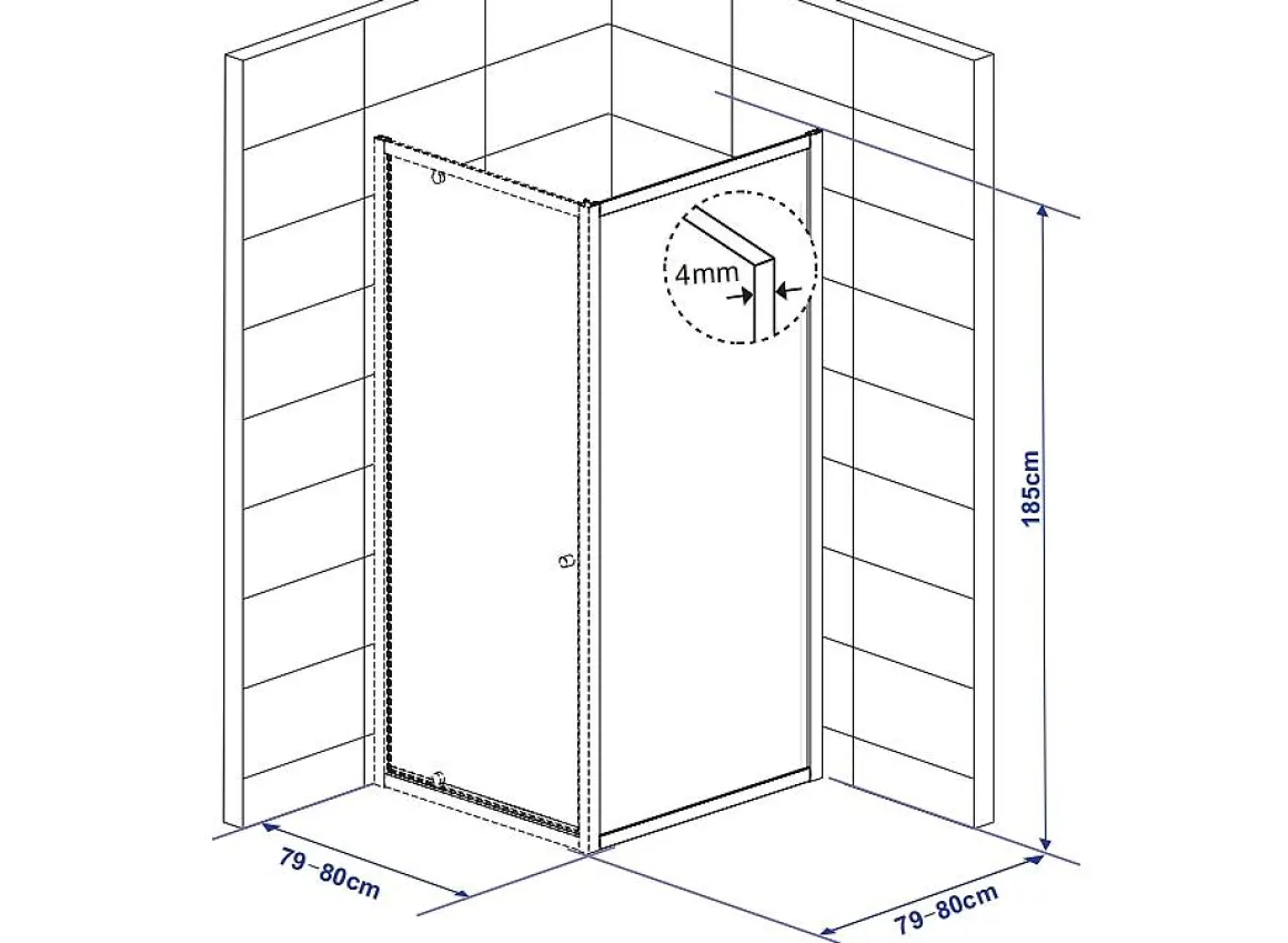 Baseline Douchewand Zijwand Wit 185X80Cm