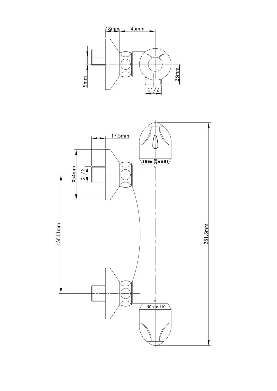 Baseline Thermostatische Douchemengkraan Chroom 15Cm