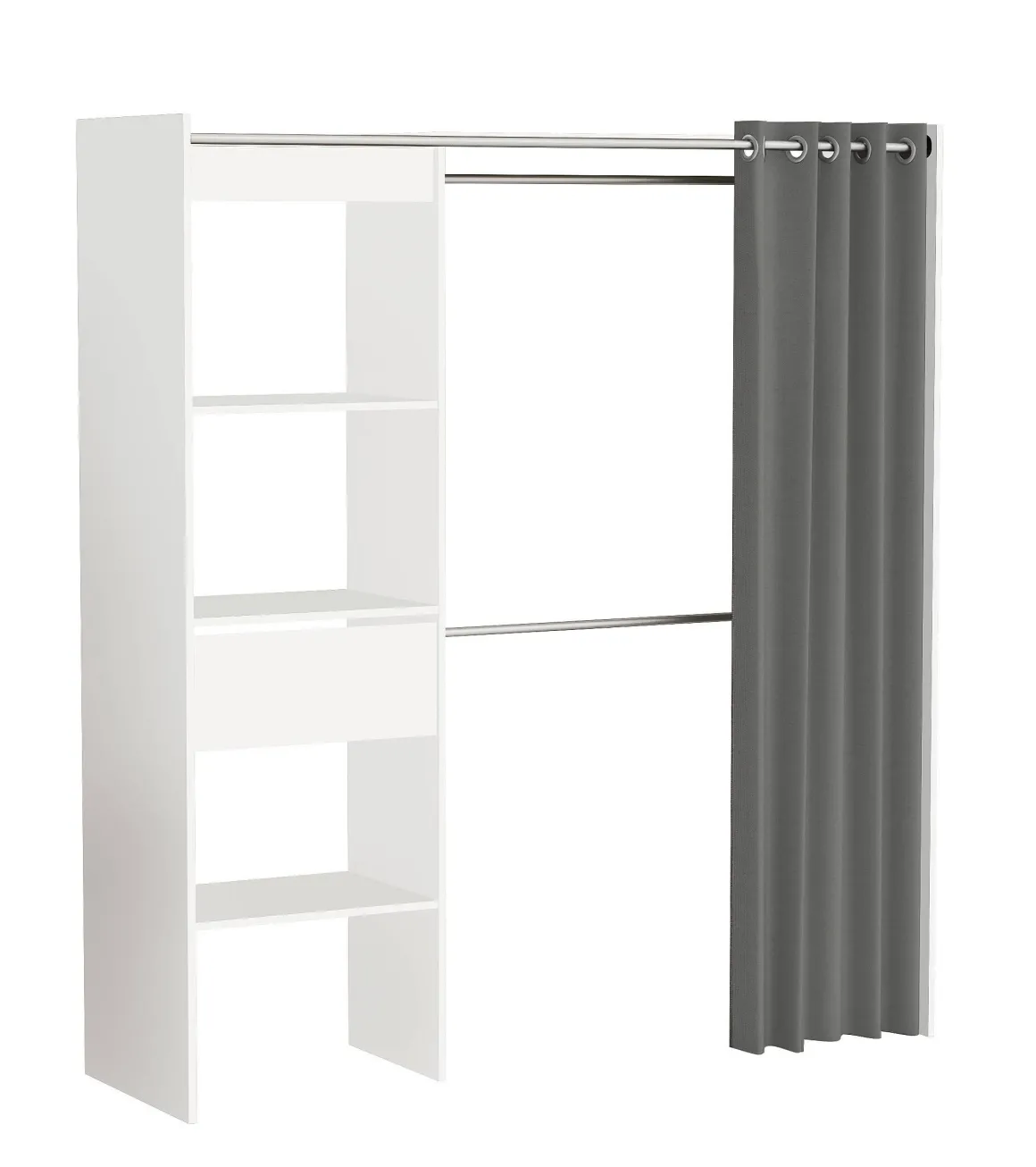 Belfurn Uitschuifbare Dressingkast Chicago Met Gordijn Wit