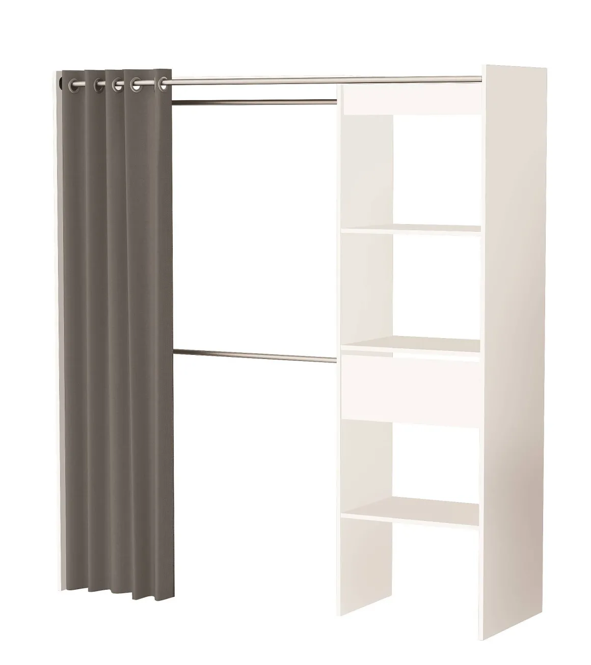 Belfurn Uitschuifbare Dressingkast Chicago Met Gordijn Wit