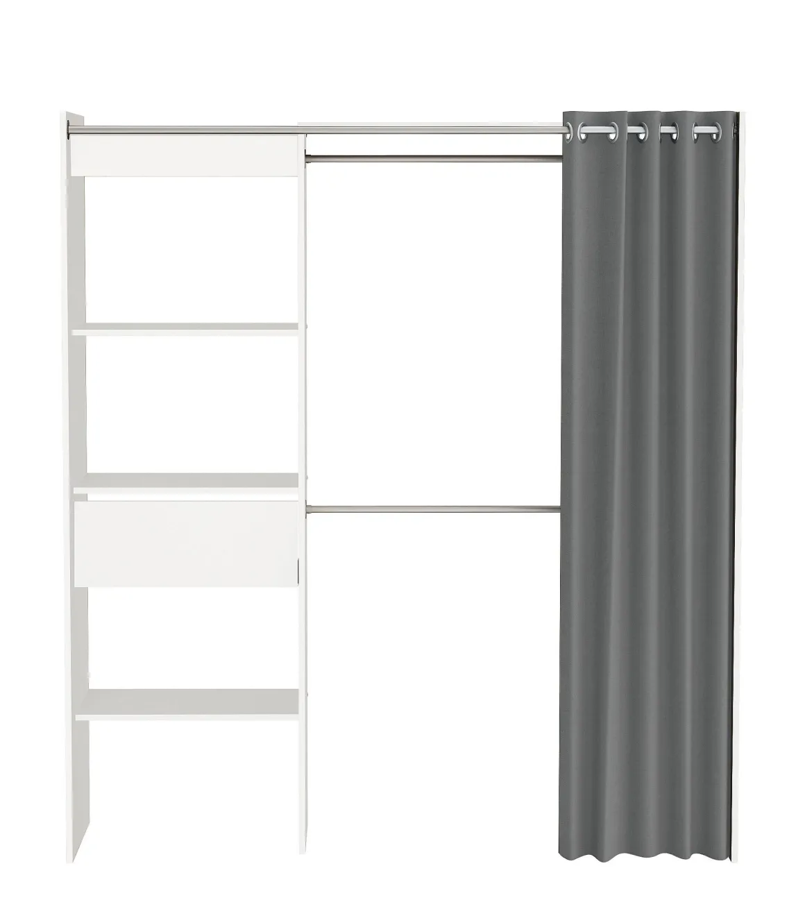 Belfurn Uitschuifbare Dressingkast Chicago Met Gordijn Wit