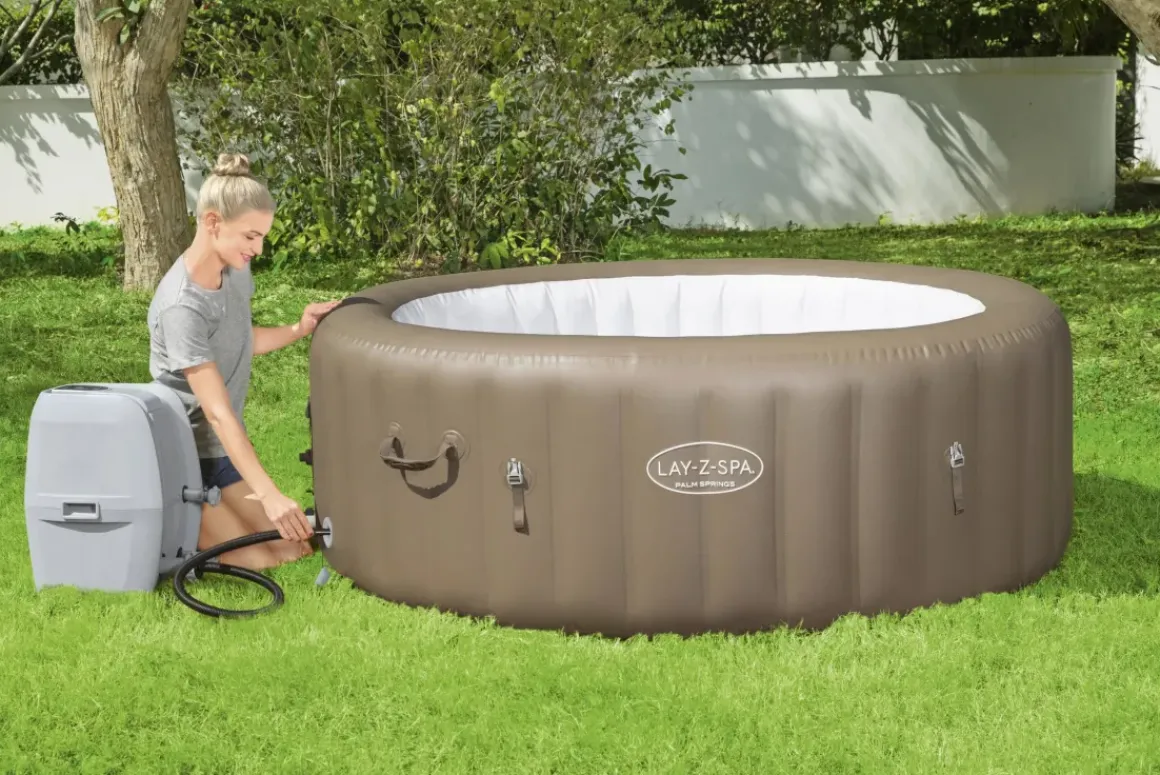 Bestway Lay-Z-Spa 60017, 916 L, 6 Personen, Rond, Bubbelmassage / Airjet, Beige, Wit