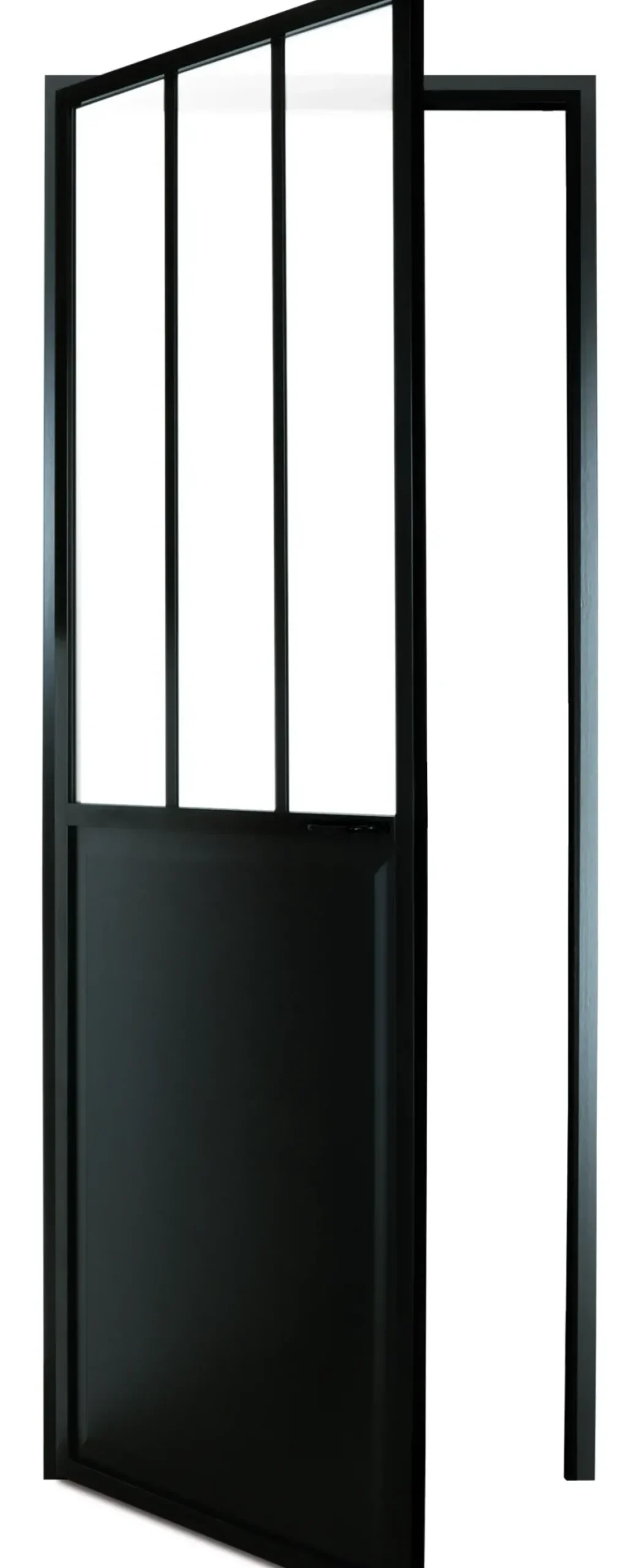 Binnendeur Atelier Rechtsdraaiend Zwart Aluminium Mat Glas 211,5X93Cm