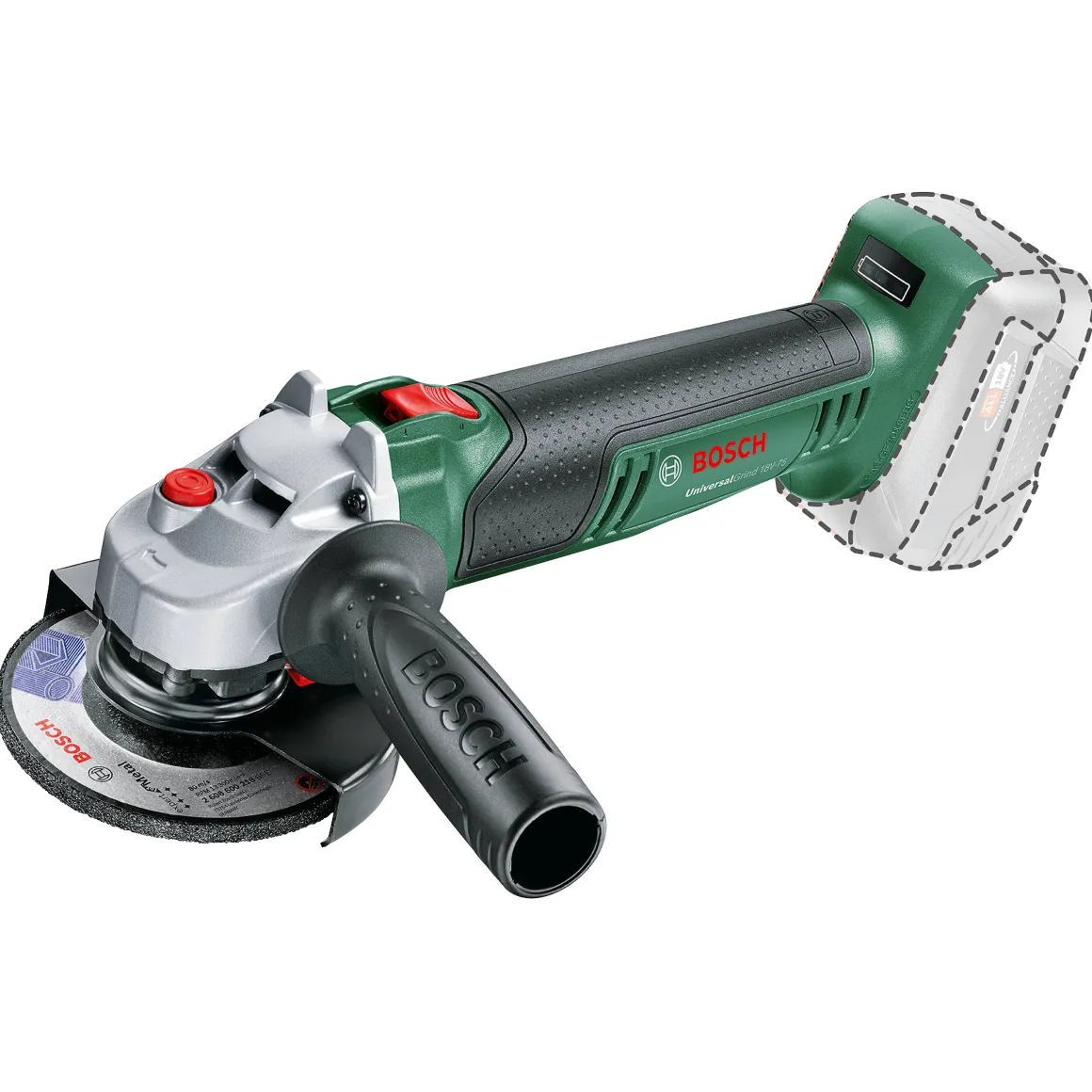 Bosch Haakse Accuslijpmachine Universalgrind 18V-75 Baretool (Beschermkap, Handgreep, (18 V Accu, Lader En Slijpschijf (125 Mm) Niet Meegeleverd))