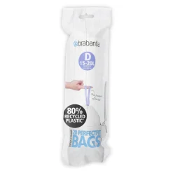 Brabantia Perfectfit Afvalzak Met Trekbandsluiting Code D 15-20L 20 Stuks/Rol Recycled