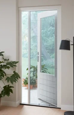 Cando Hordeur Comfort - Plisse Hordeur - Wit Profiel - Grijs Gaas - 100X209Cm