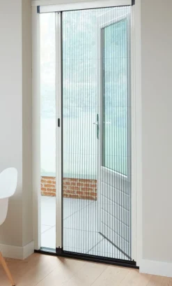 Cando Hordeur Premium B - Plisse Hordeur - Wit Profiel - Grijs Gaas - 96X200Cm