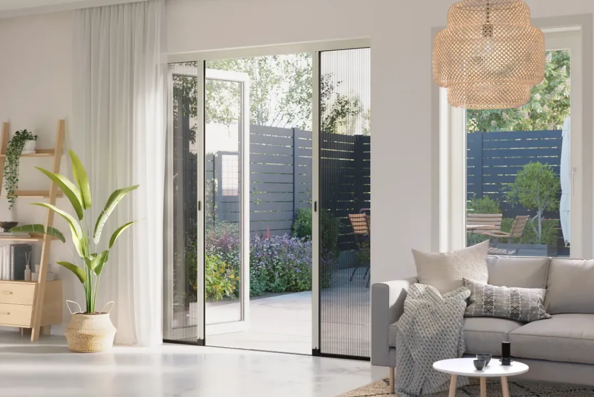 Cando Hordeur Premium D - Plisse Hordeur - Wit Profiel - Zwart Gaas - 96X206Cm