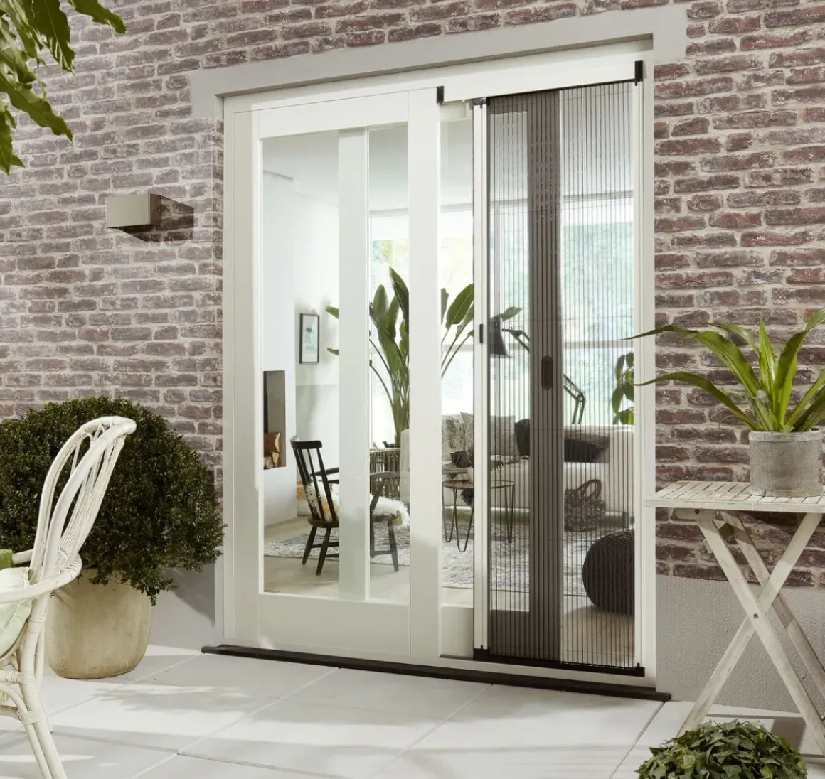 Cando Hordeur Premium L - Plisse Hordeur - Wit Profiel - Grijs Gaas - 96X230Cm