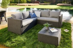 Central Park Hoekbank Loungeset Alea Grijs Staal/Wicker 3 Stuks