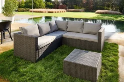 Central Park Hoekbank Loungeset Alea Grijs Staal/Wicker 3 Stuks