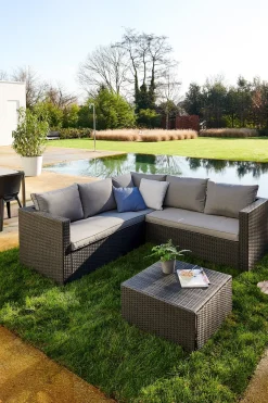 Central Park Hoekbank Loungeset Alea Grijs Staal/Wicker 3 Stuks