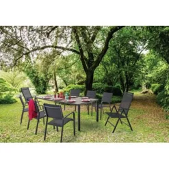 Central Park Tuinstoel Palma Verstelbaar Antraciet/Zwart