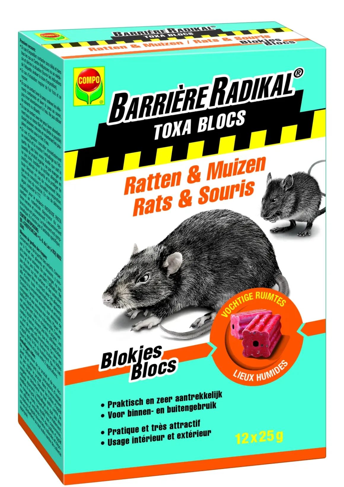 Compo Anti-Muizen En Ratten Blokjes Barriere Radikal Toxa 300G