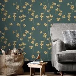 Decomode Vliesbehang Bloemen Jade