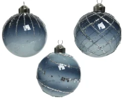 Decoris Kerstbal Blauw Transparant Glas O8Cm 1Stk