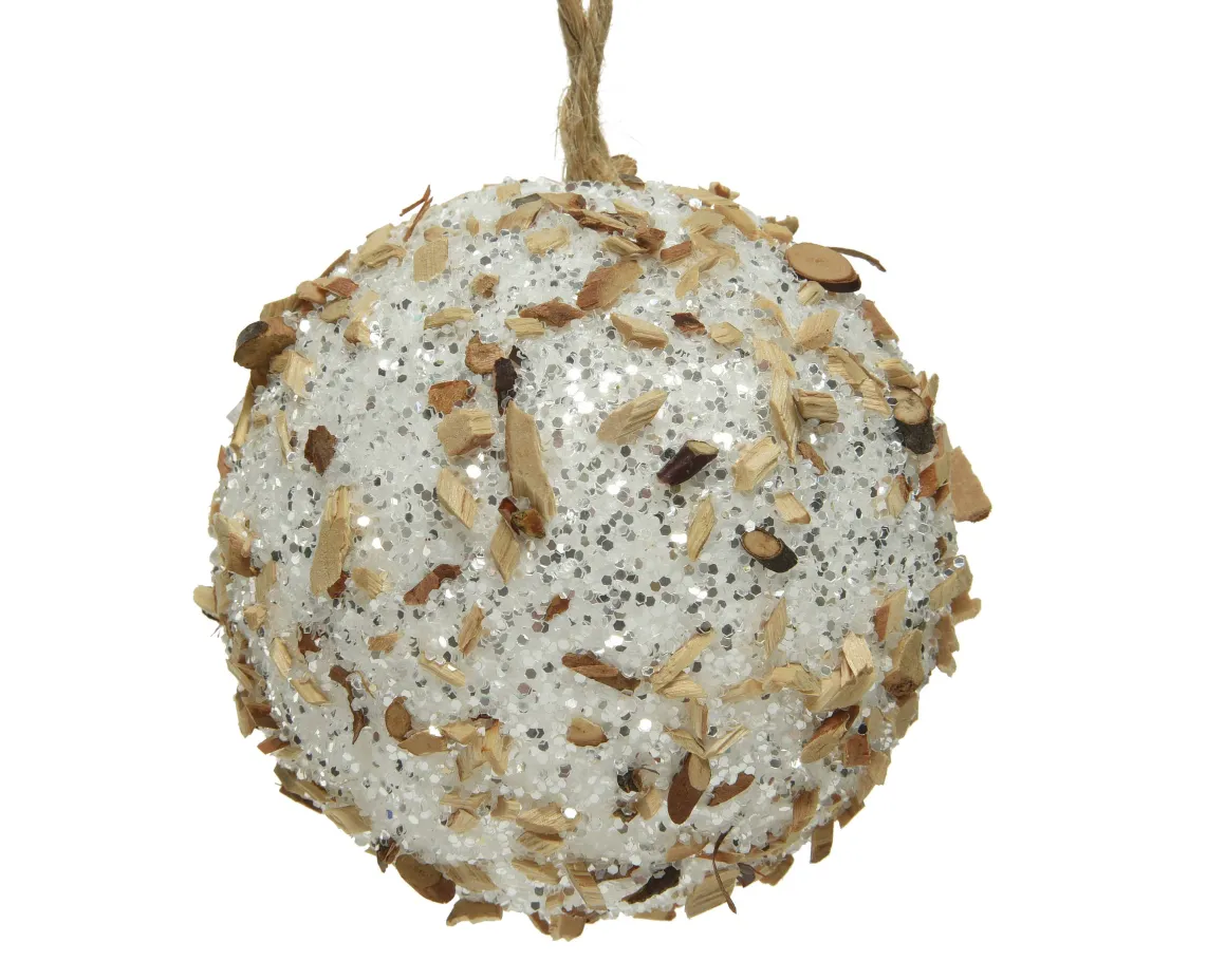 Decoris Kerstbal Glitter Foam Wit 8Cm