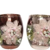 Decoris Theelichthouder Glas Bloemenpatroon 9Cm 1St