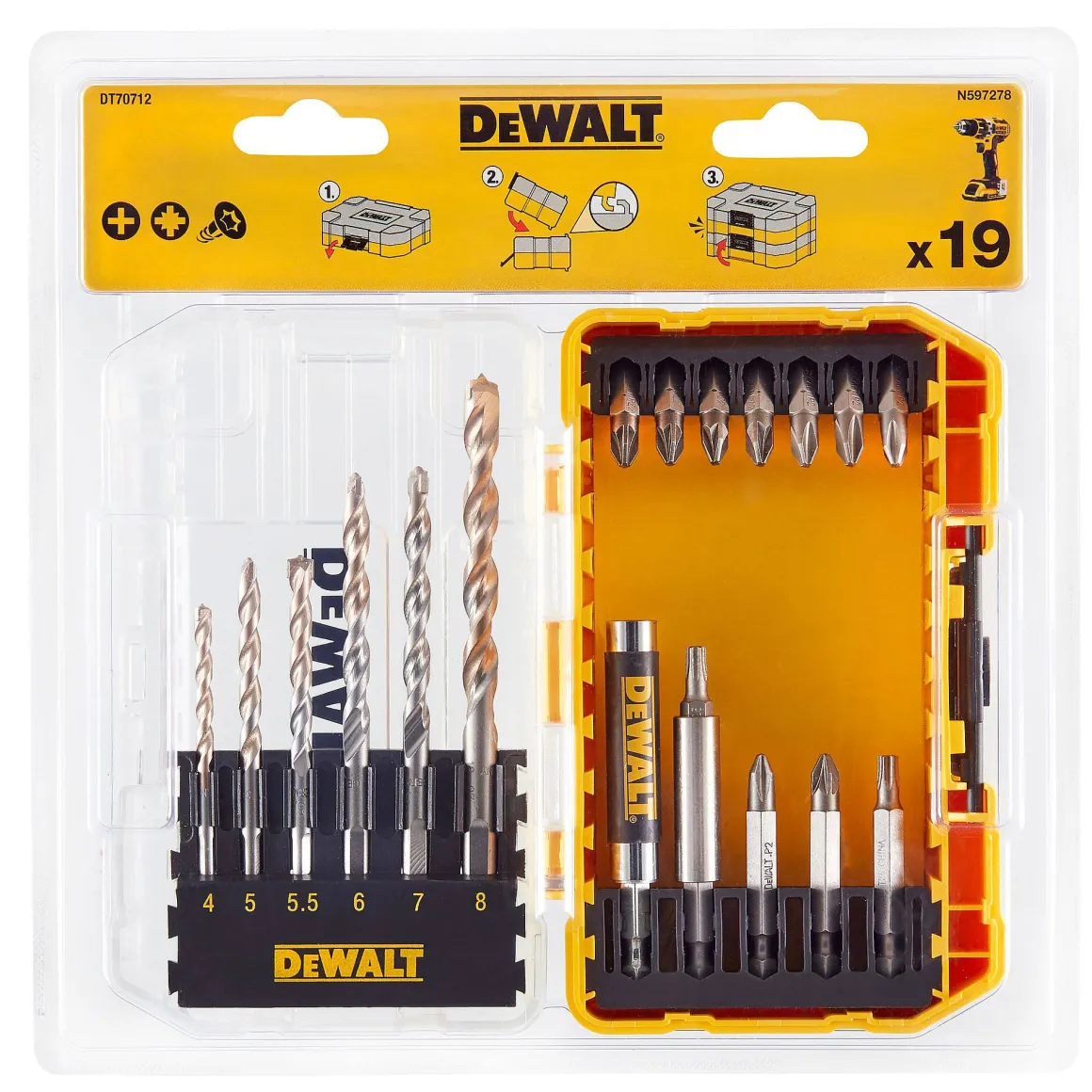 Dewalt Betonboren,- En Schroefbit Set Dt70712-Qz 19-Delige