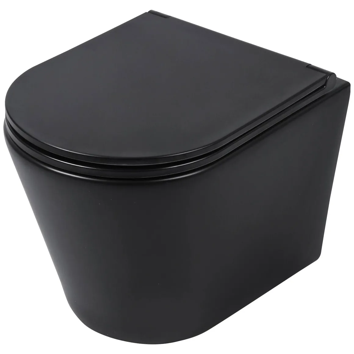 Differenz Hangtoilet Mat Zwart | Soft-Close & Quick Release Toiletzitting |Randloos Toiletpot