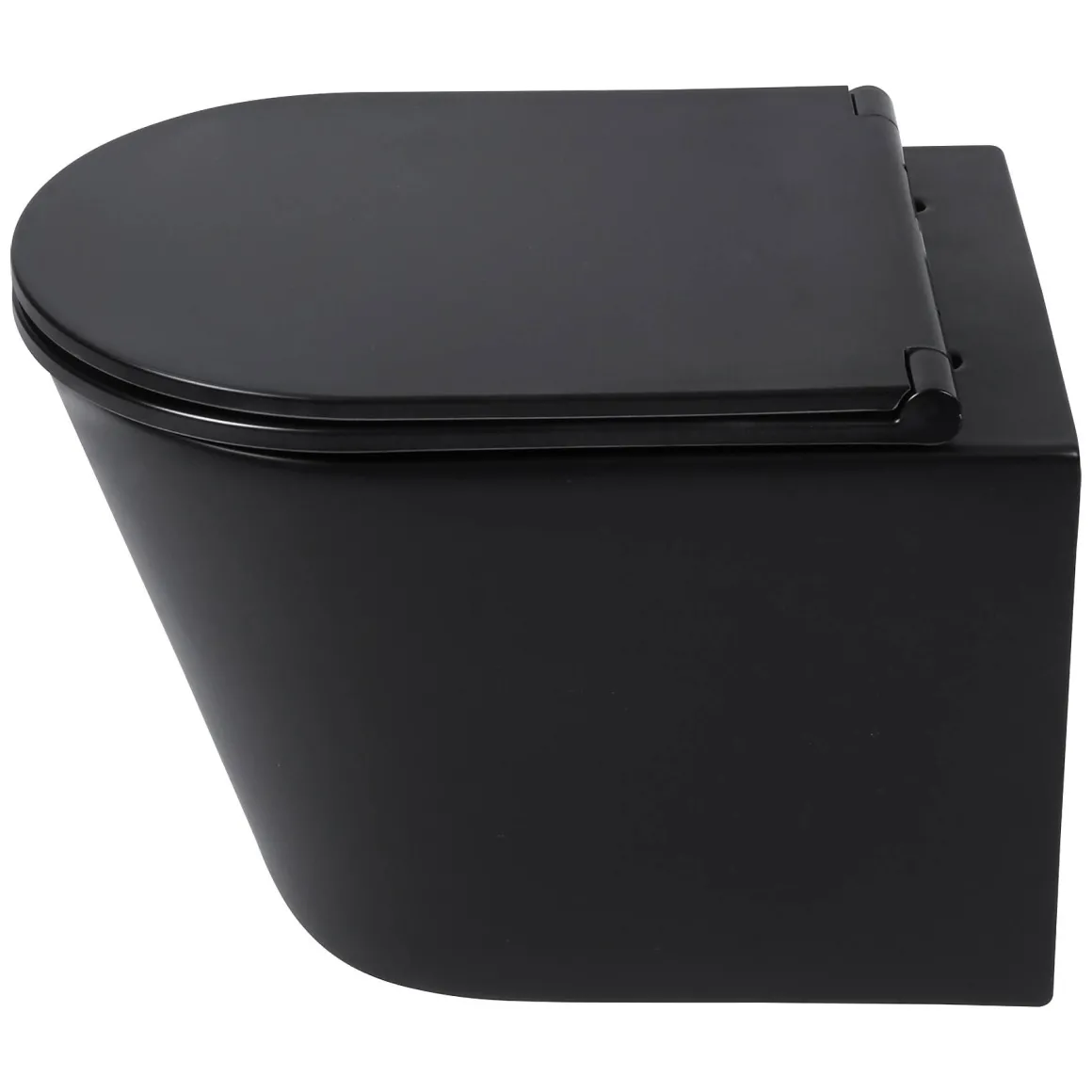 Differenz Hangtoilet Mat Zwart | Soft-Close & Quick Release Toiletzitting |Randloos Toiletpot