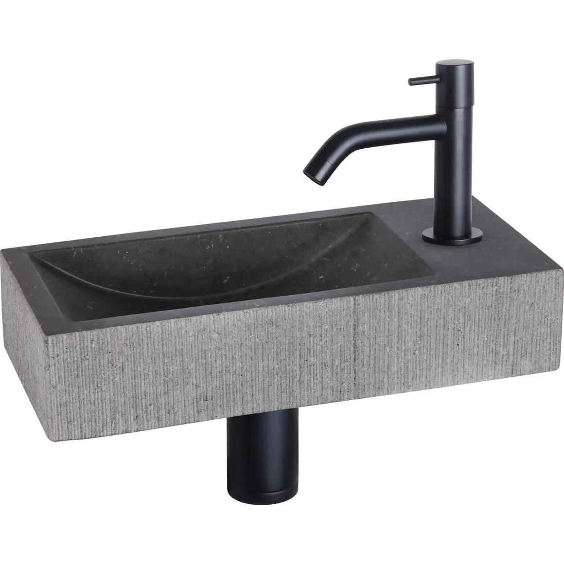 Differnz Fonteinset Mix&Match Set Ribble Gebogen Mat Zwart