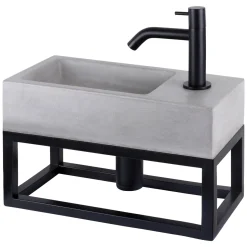 Differnz Fonteinset/Handdoekrek Jukon Beton Grijs/Zwart 38,5Cm