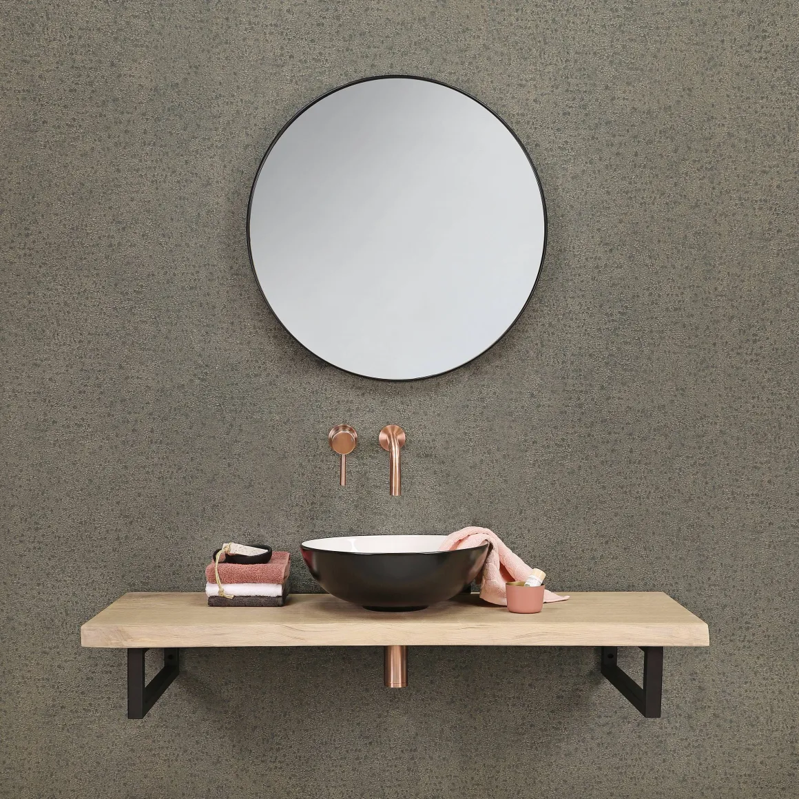 Differnz Spiegel Rond O65Cm Zwart Kader