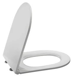 Duneo - Wc-Zitting In Thermohardende Kunststof - Inox Scharnieren - Afklikbaar Met 1 Knop - Soft Close Sluiting - Anti-Bacterieel - D-Vorm - Vorm Aangepast Aan Rechte Wc-Potten - Extra Plat Ontwerp