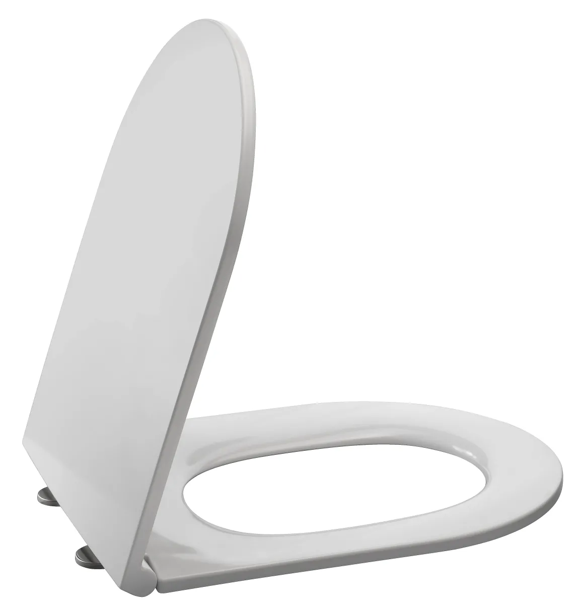 Duneo - Wc-Zitting In Thermohardende Kunststof - Inox Scharnieren - Afklikbaar Met 1 Knop - Soft Close Sluiting - Anti-Bacterieel - D-Vorm - Vorm Aangepast Aan Rechte Wc-Potten - Extra Plat Ontwerp